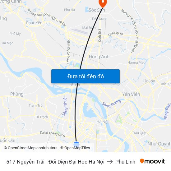 517 Nguyễn Trãi - Đối Diện Đại Học Hà Nội to Phù Linh map