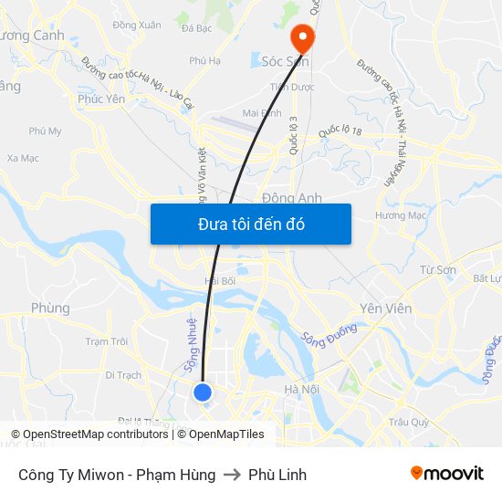 Công Ty Miwon - Phạm Hùng to Phù Linh map
