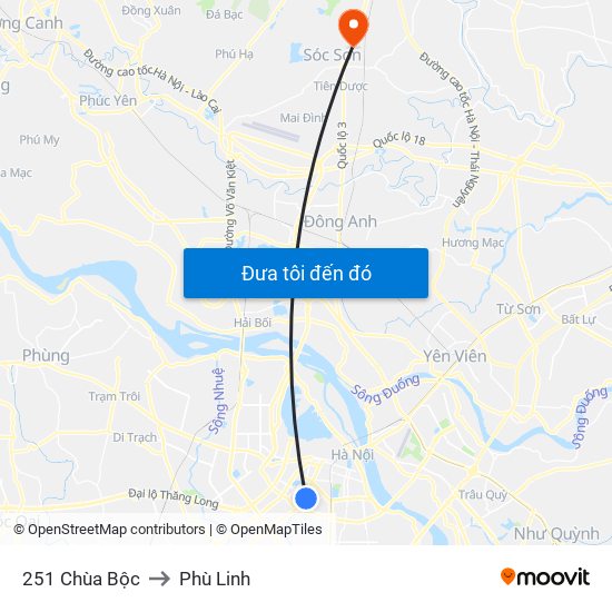 251 Chùa Bộc to Phù Linh map