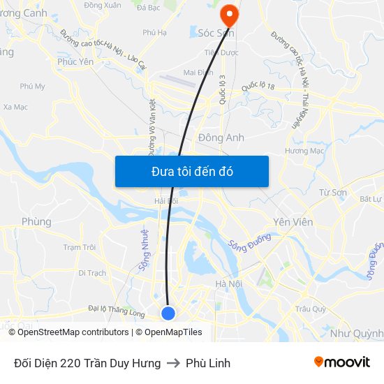 Đối Diện 220 Trần Duy Hưng to Phù Linh map