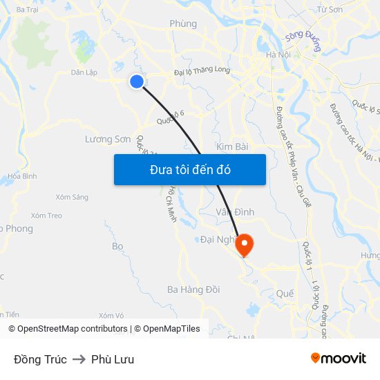 Đồng Trúc to Phù Lưu map