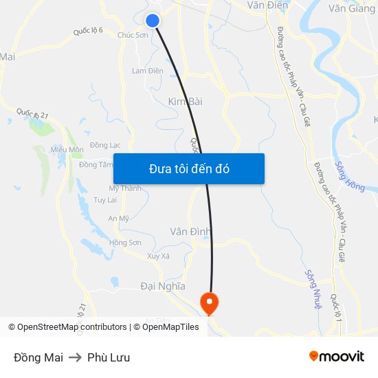 Đồng Mai to Phù Lưu map