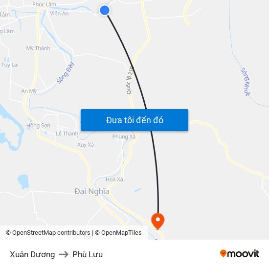 Xuân Dương to Phù Lưu map