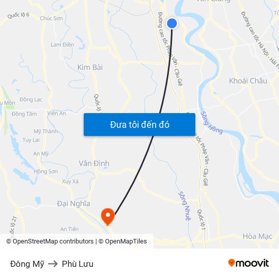 Đông Mỹ to Phù Lưu map