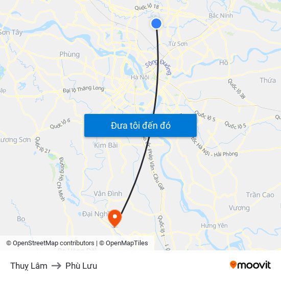 Thuỵ Lâm to Phù Lưu map