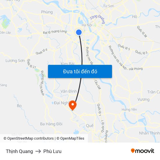 Thịnh Quang to Phù Lưu map