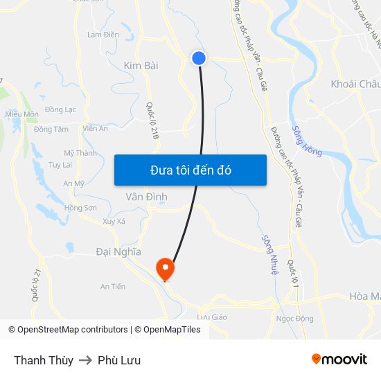 Thanh Thùy to Phù Lưu map