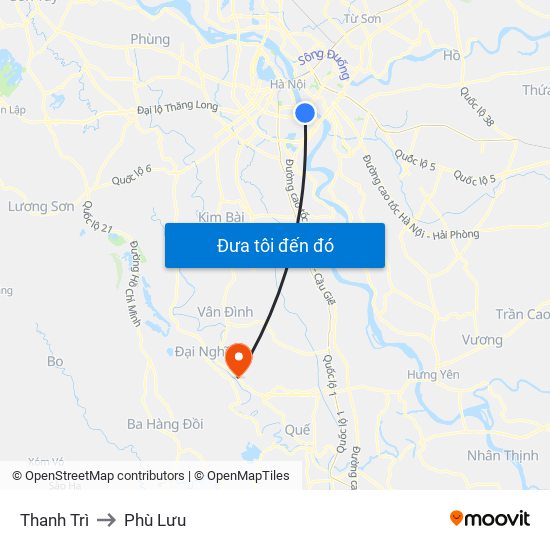 Thanh Trì to Phù Lưu map