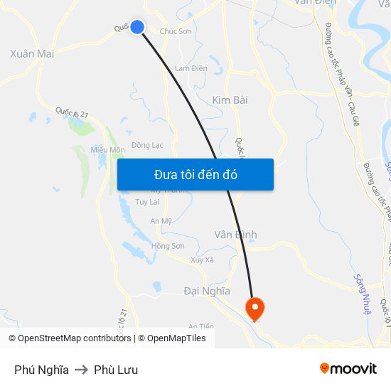 Phú Nghĩa to Phù Lưu map