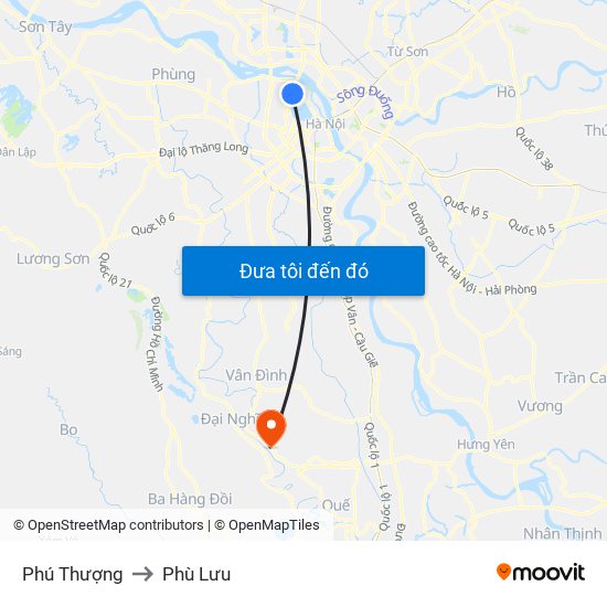 Phú Thượng to Phù Lưu map