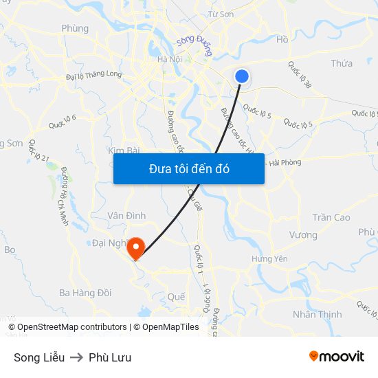 Song Liễu to Phù Lưu map