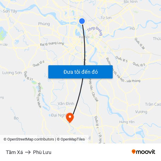 Tầm Xá to Phù Lưu map