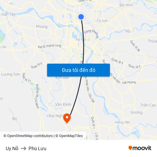 Uy Nỗ to Phù Lưu map