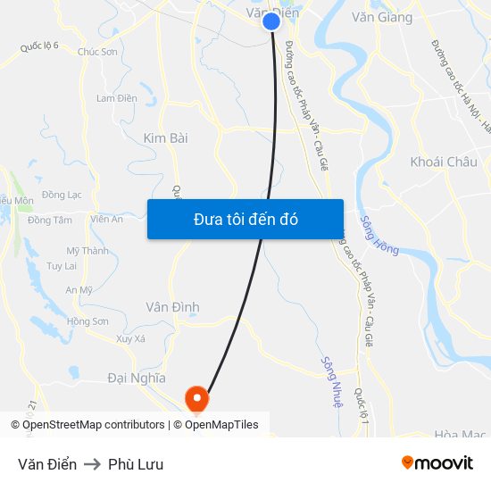 Văn Điển to Phù Lưu map