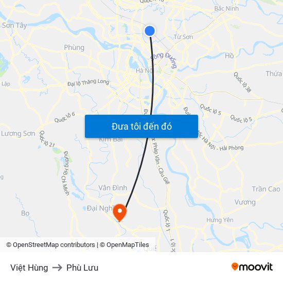 Việt Hùng to Phù Lưu map