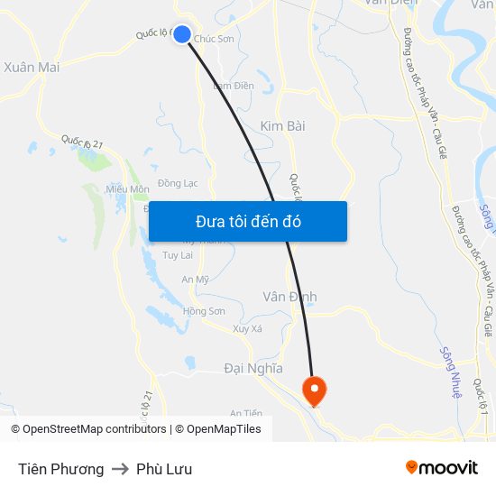 Tiên Phương to Phù Lưu map