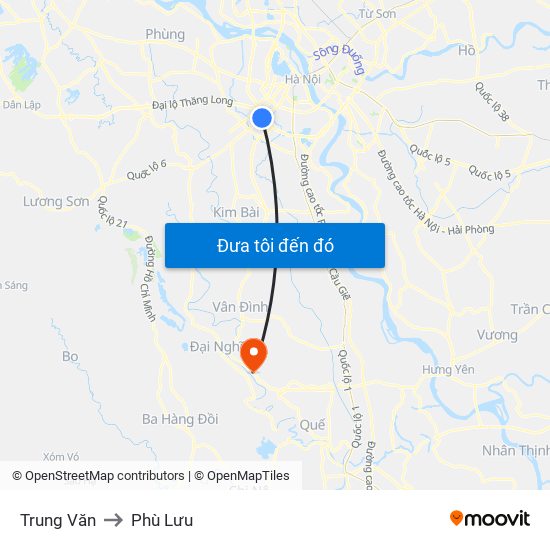 Trung Văn to Phù Lưu map