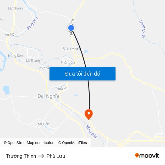 Trường Thịnh to Phù Lưu map