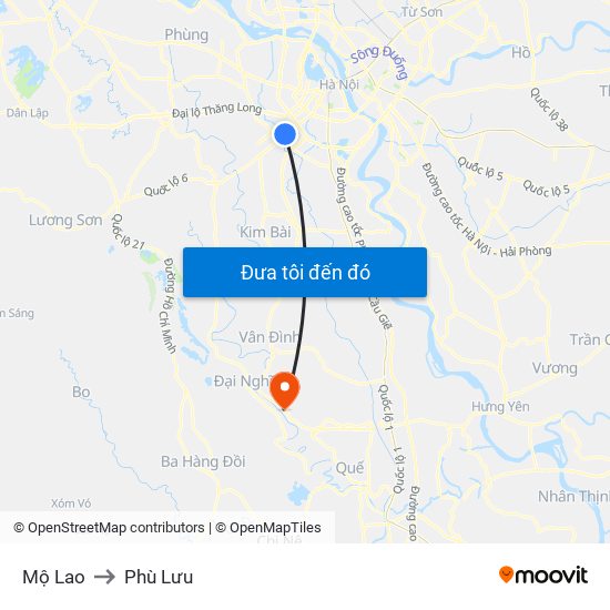 Mộ Lao to Phù Lưu map