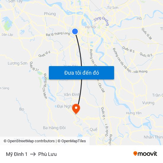 Mỹ Đình 1 to Phù Lưu map