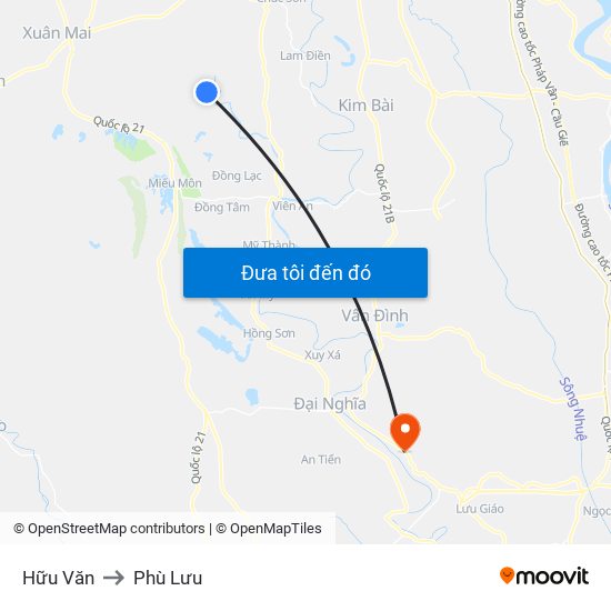 Hữu Văn to Phù Lưu map