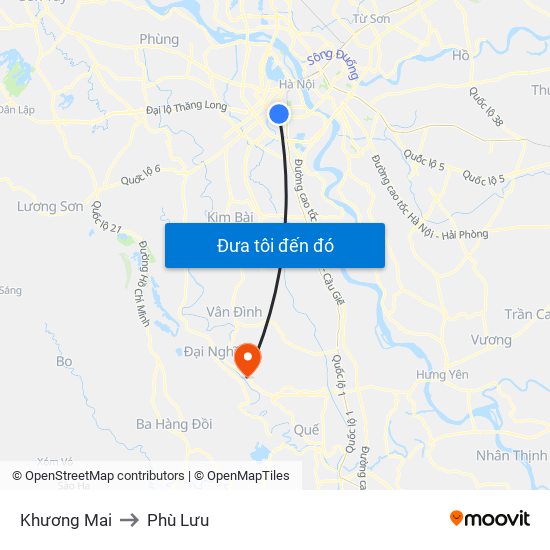 Khương Mai to Phù Lưu map