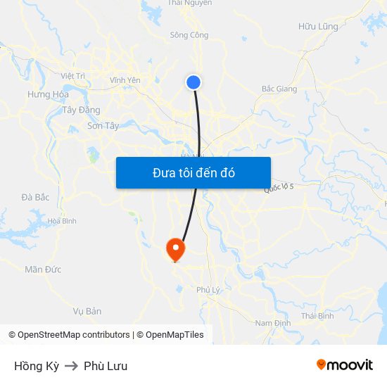Hồng Kỳ to Phù Lưu map