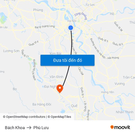 Bách Khoa to Phù Lưu map