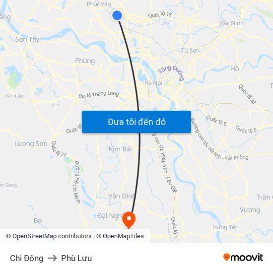 Chi Đông to Phù Lưu map