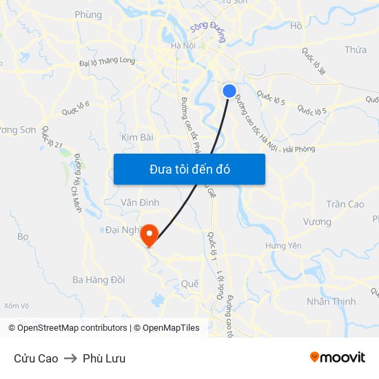 Cửu Cao to Phù Lưu map