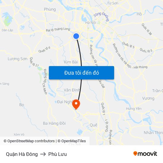 Quận Hà Đông to Phù Lưu map