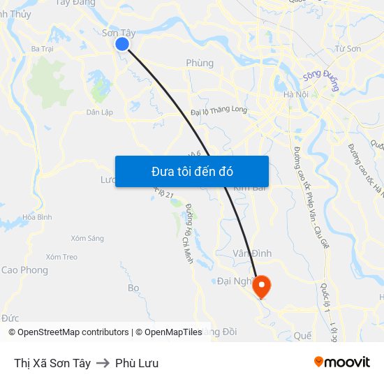 Thị Xã Sơn Tây to Phù Lưu map