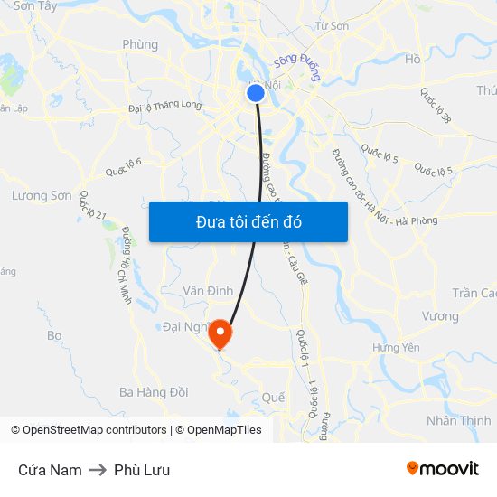 Cửa Nam to Phù Lưu map