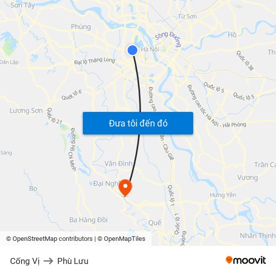 Cống Vị to Phù Lưu map