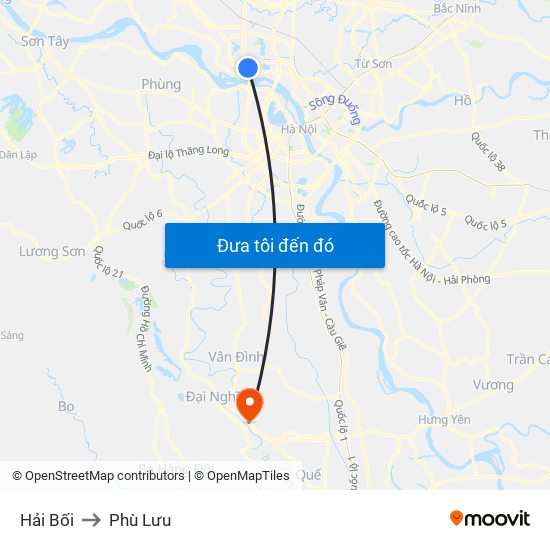 Hải Bối to Phù Lưu map