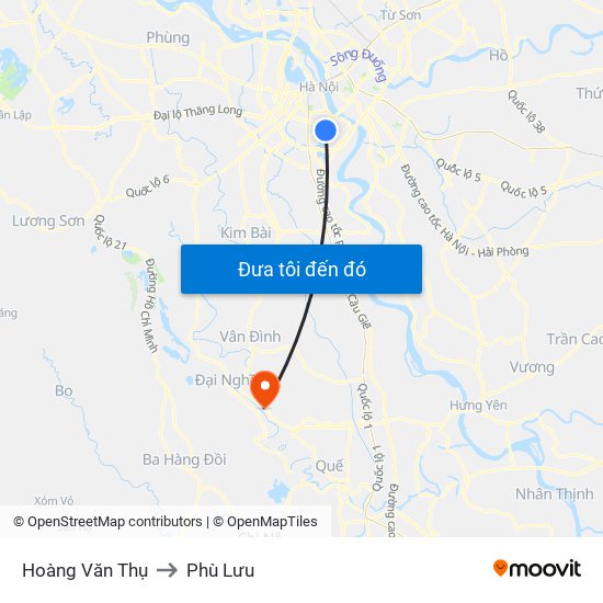 Hoàng Văn Thụ to Phù Lưu map