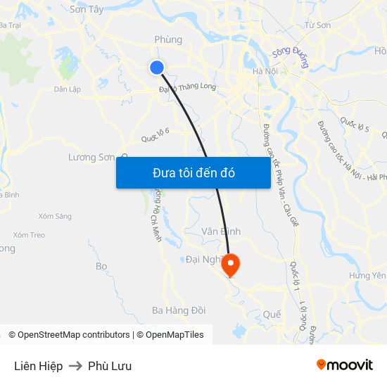 Liên Hiệp to Phù Lưu map