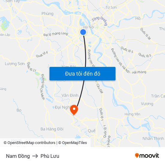 Nam Đồng to Phù Lưu map