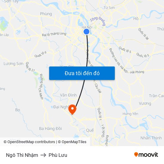 Ngô Thì Nhậm to Phù Lưu map