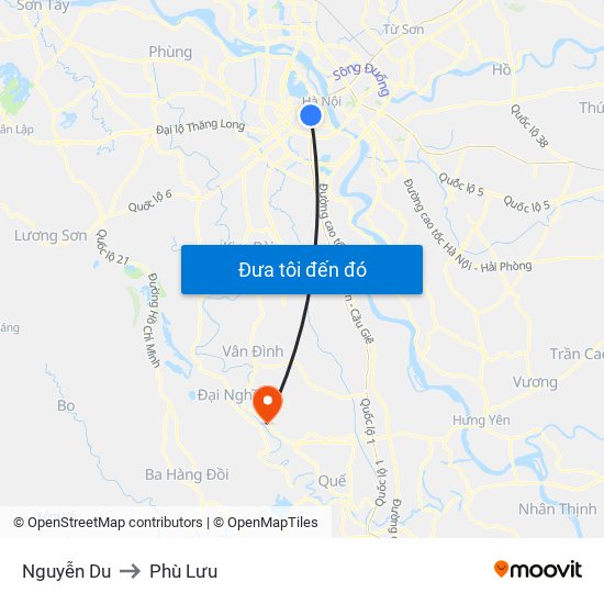 Nguyễn Du to Phù Lưu map