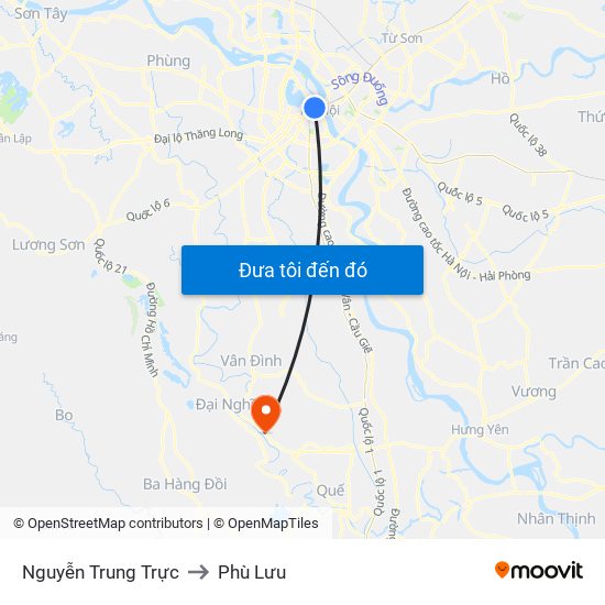Nguyễn Trung Trực to Phù Lưu map