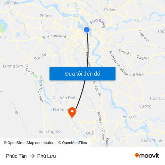 Phúc Tân to Phù Lưu map