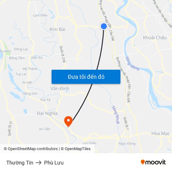 Thường Tín to Phù Lưu map