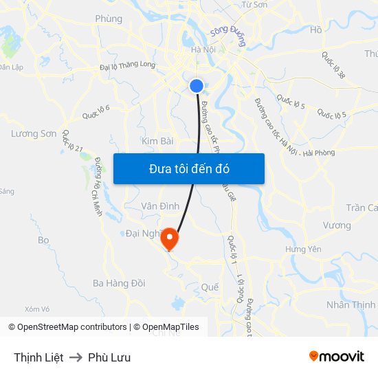 Thịnh Liệt to Phù Lưu map