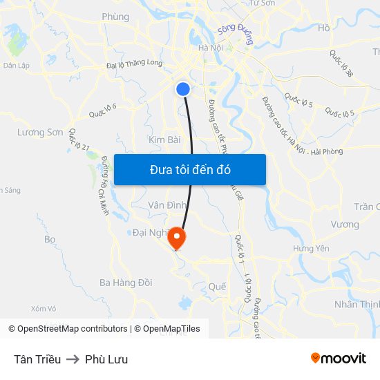 Tân Triều to Phù Lưu map