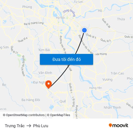 Trưng Trắc to Phù Lưu map