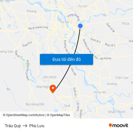 Trâu Quỳ to Phù Lưu map