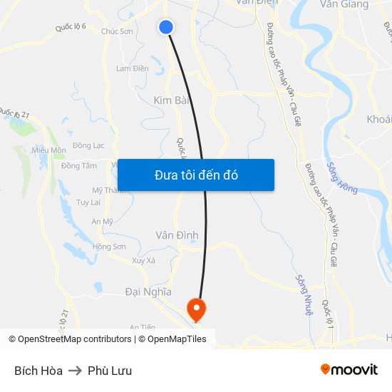 Bích Hòa to Phù Lưu map