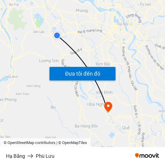 Hạ Bằng to Phù Lưu map