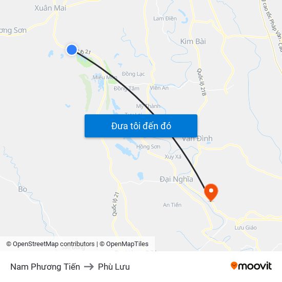 Nam Phương Tiến to Phù Lưu map